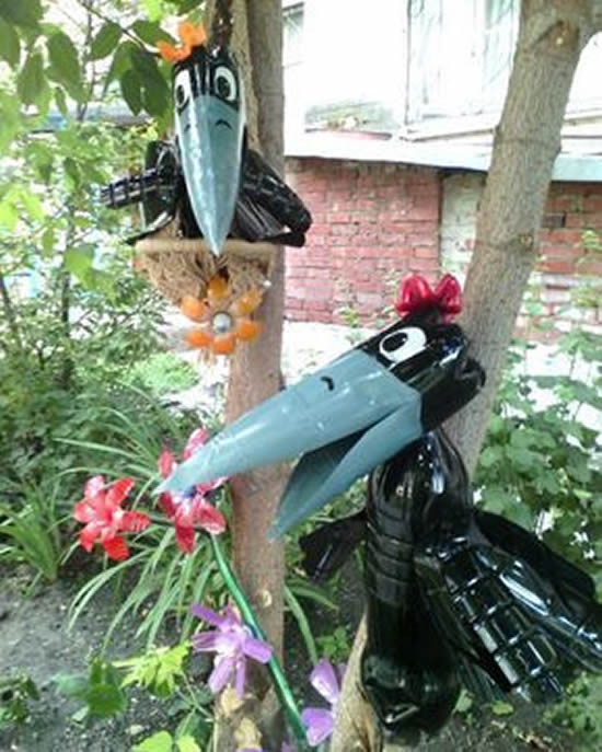 Bichinhos com Garrafas Plásticas para Jardim