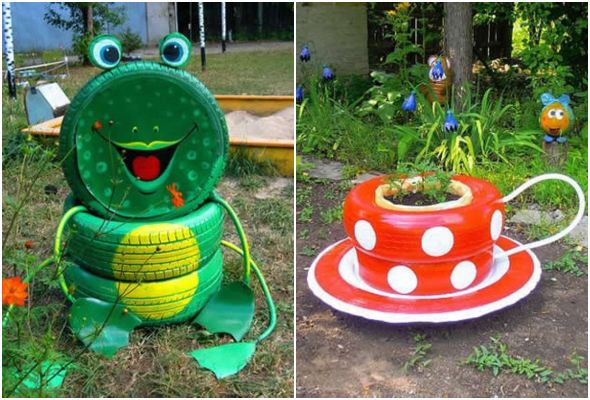 Decoração divertida com reciclagem para jardim